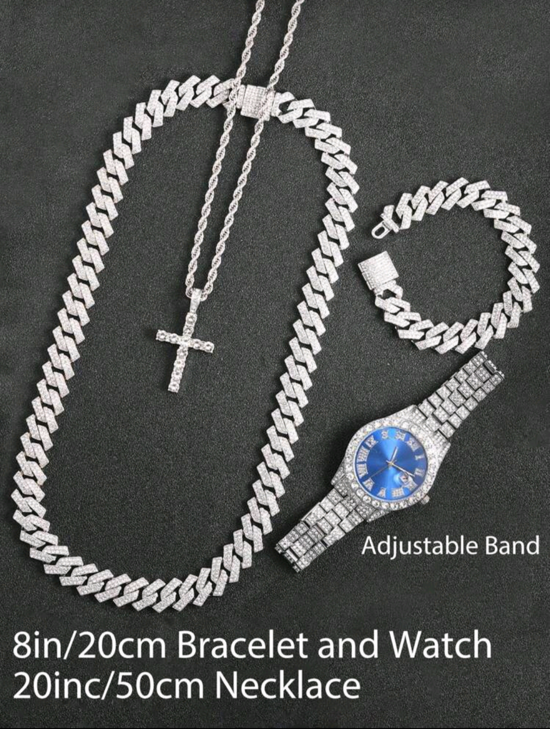 Reloj Cubano Azul + Cadena + Pulsera+ Dije Cruz GRATIS