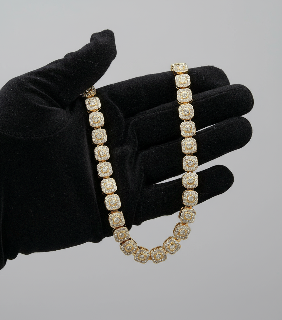 Conjunto Cadena + Pulsera Perlas Doradas