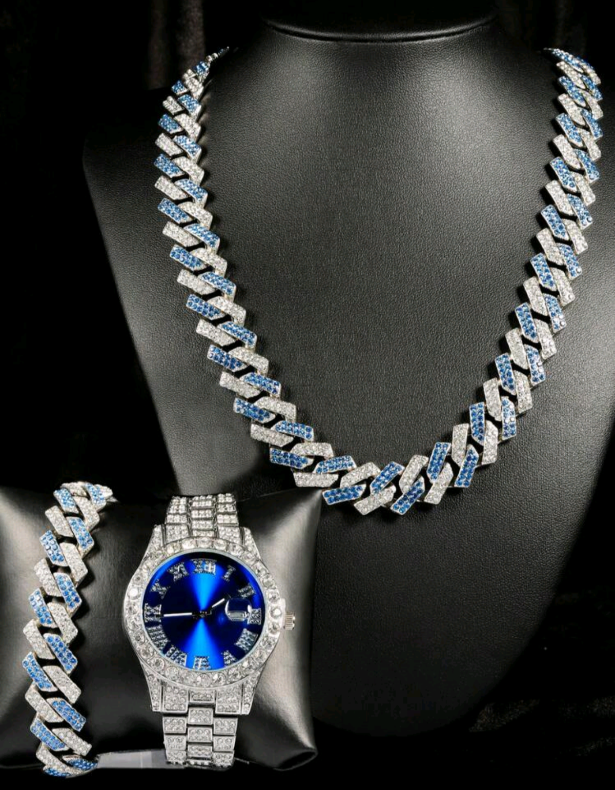 Reloj Azul + Cadena Bicolor + Pulsera Bicolor Edición Limitada
