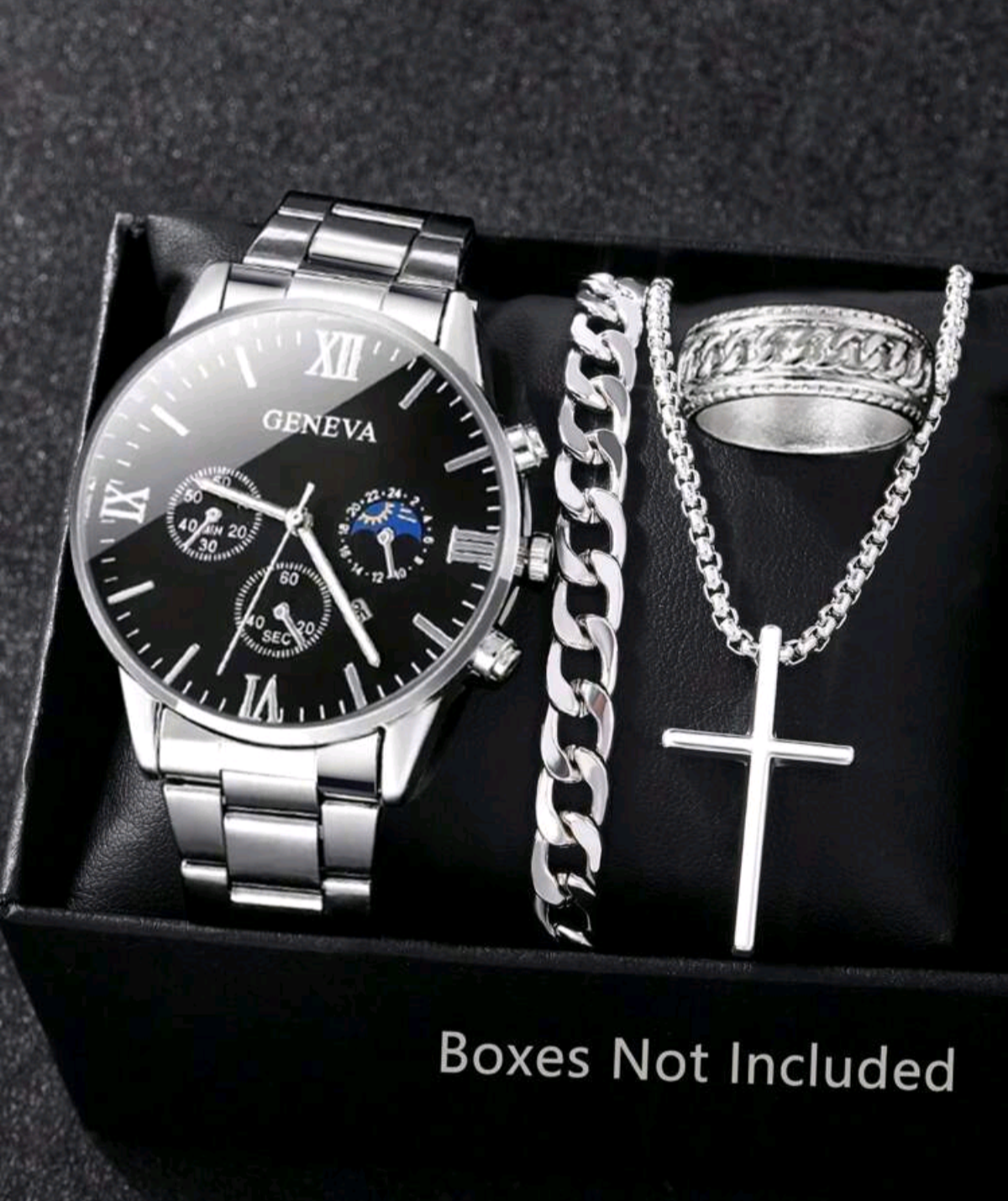 Reloj + Collar Con Dije Cruz + Pulsera + Anillo Gratis