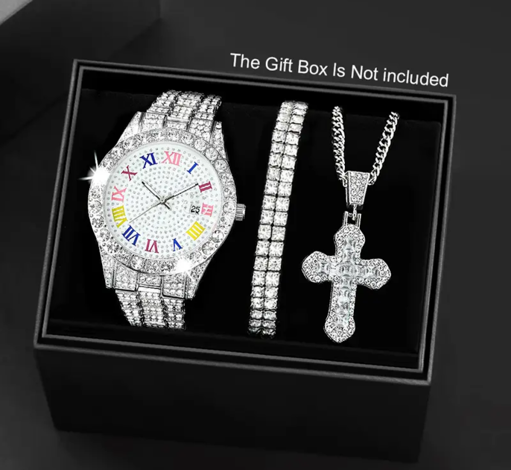 Reloj Cubano Arcoiris + Pulsera Cubana + Dije Cruz