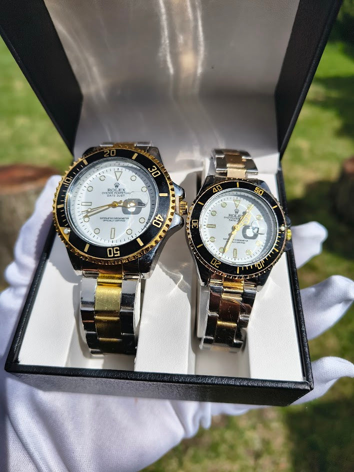 Relojes Rolex Pareja Submariner Bicolor + Caja De Lujo GRATIS