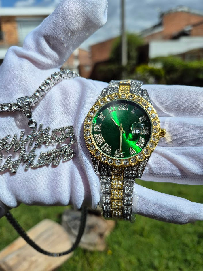 Reloj Cubano Imperial Verde + Cadena RHLM Premium