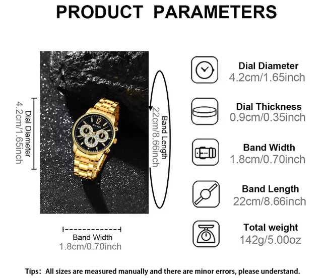 Combo reloj dorado+Cadena+Pulsera