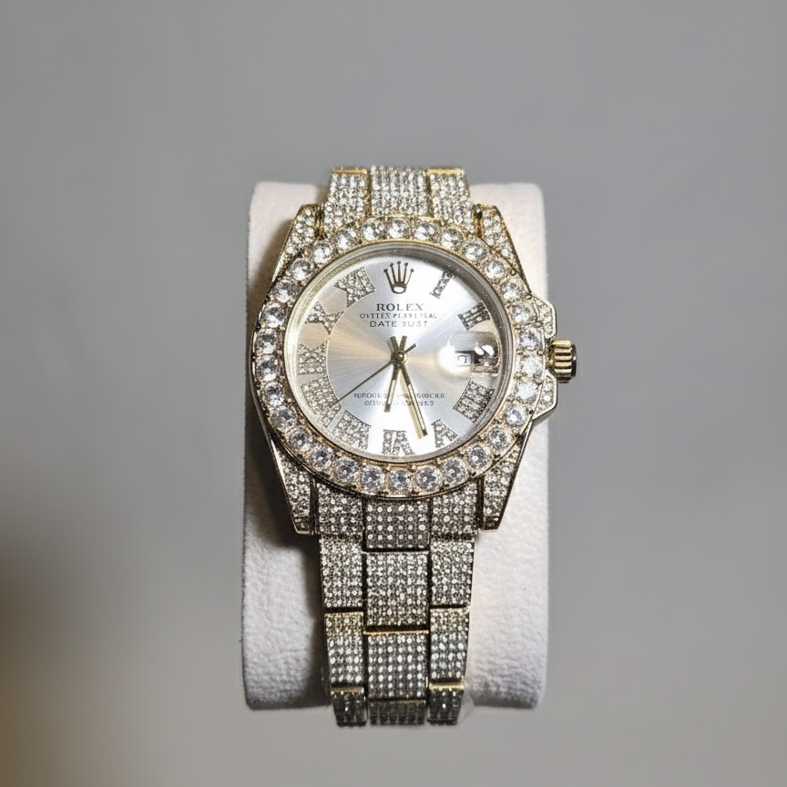 Rolex Oyster Perpetual DateJust Dorado Plateado Cubano