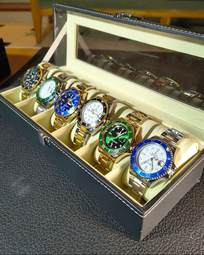 Combo Emprendedor Miami - 6 Relojes Rolex Submariner + Relojera 6 puestos GRATIS