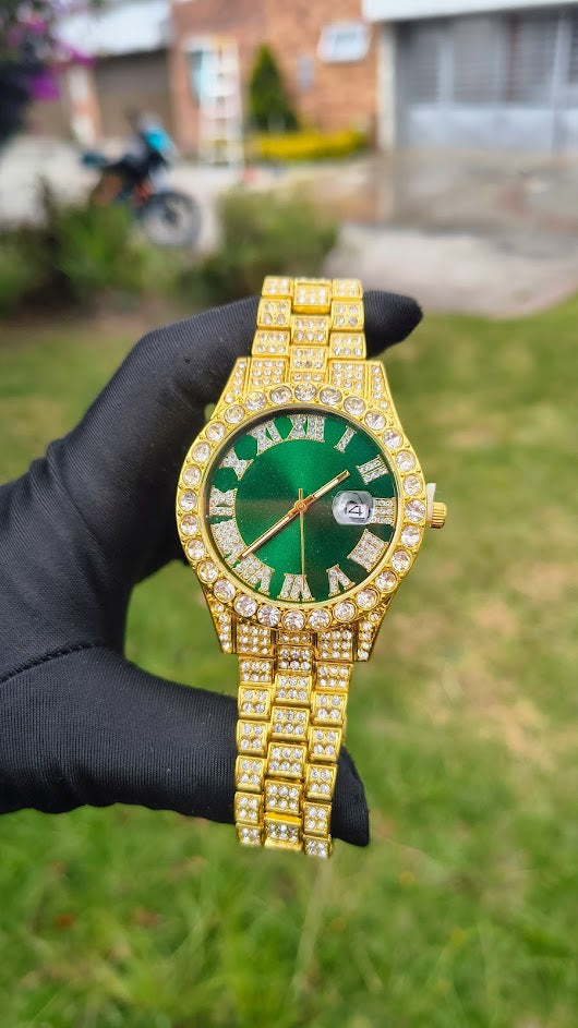 Reloj (Dorado-Verde)