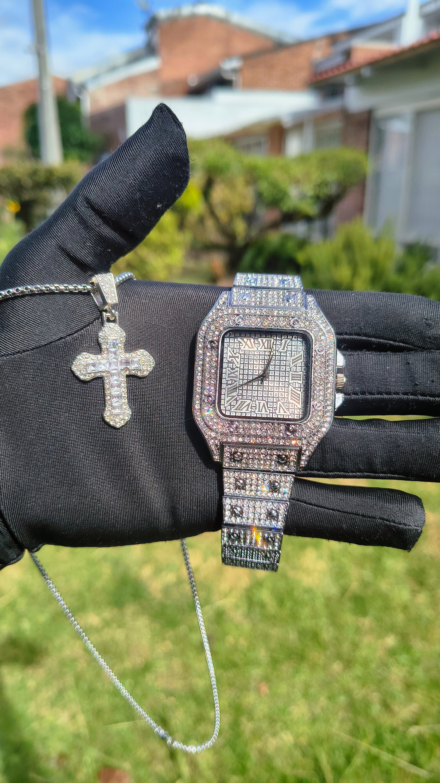 Reloj Cubano Cuadrado + Dije Cruz