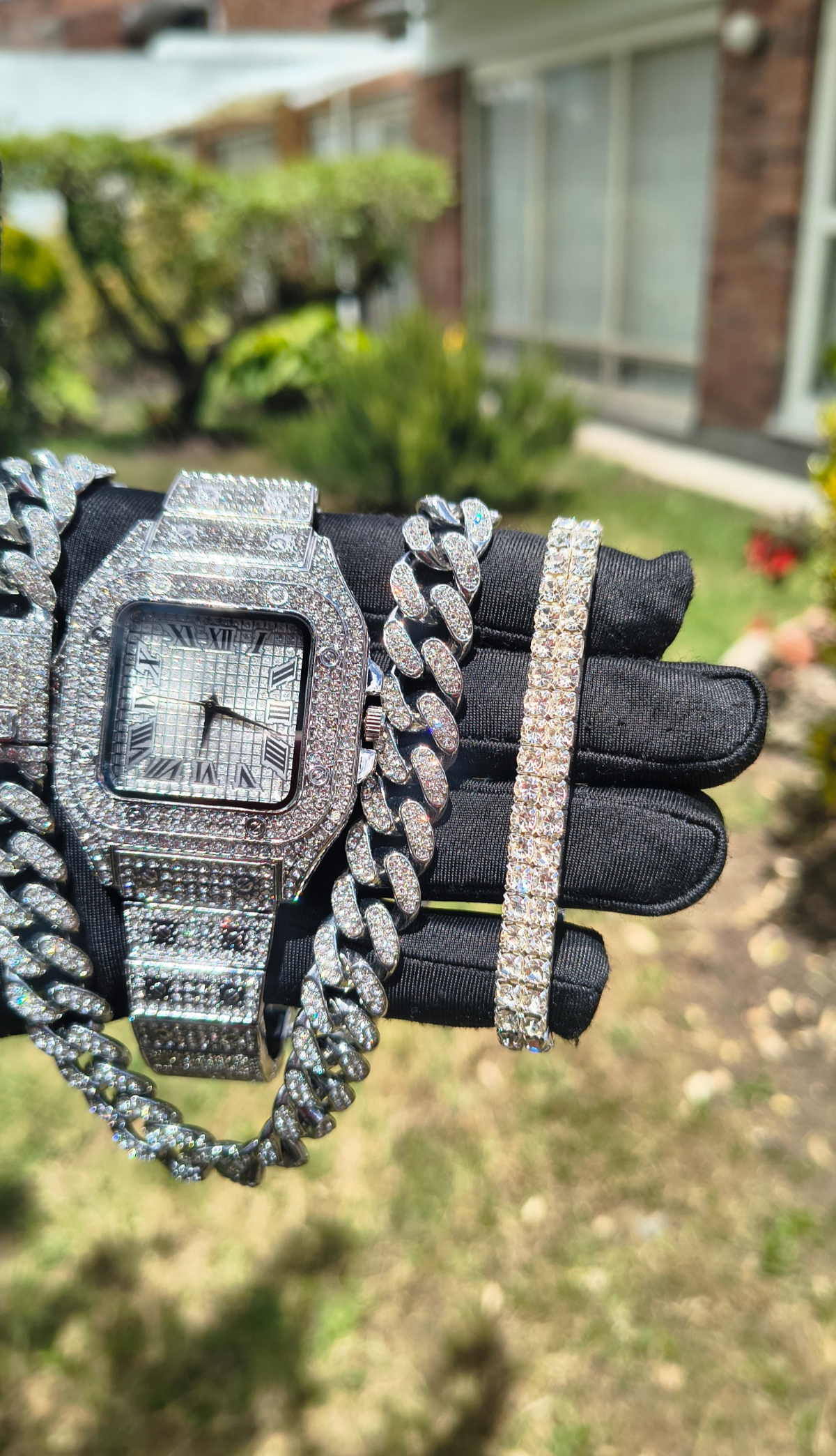 Reloj Oubano + Cadena Cubana + Pulsera Cubana Ajustable