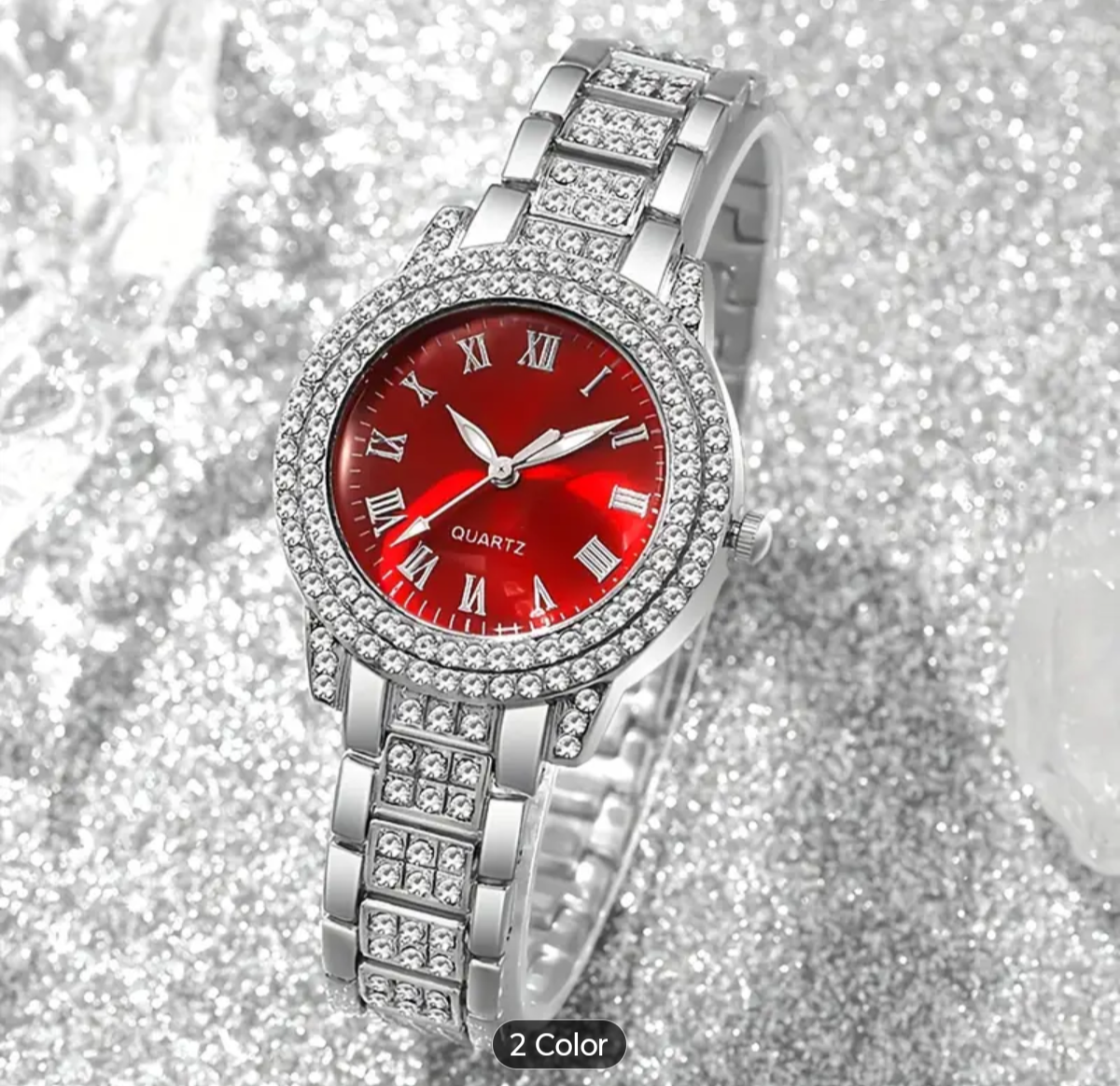 Reloj Cubano Rojo Femenino + Cadena + Pulsera+ Dije