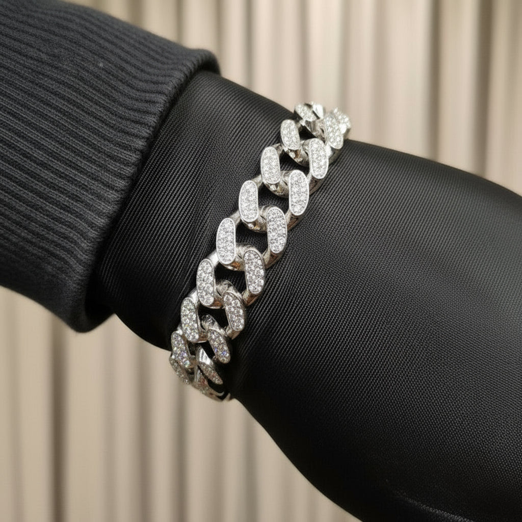 Pulsera Cubana Pinzas Plateada