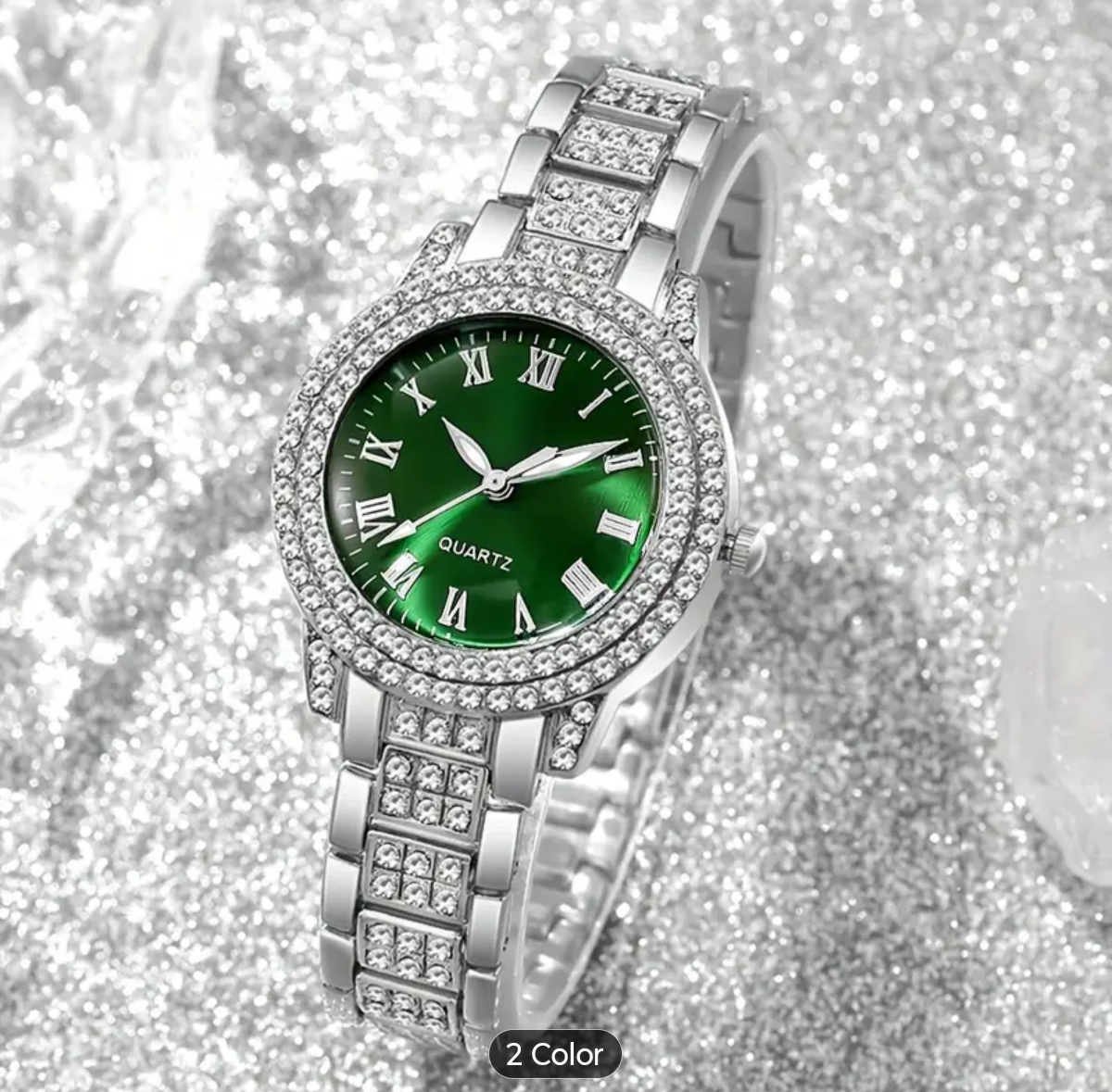 Reloj Cubano Verde Femenino + Cadena + Pulsera+ Dije