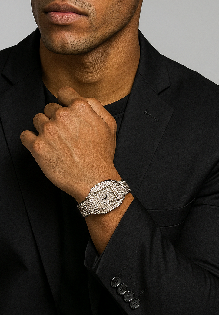 Reloj Plateado Cuadrado