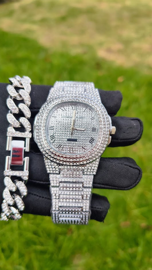 Reloj Ovalado Contra marcado + Cadena Cubana + Dije Premium
