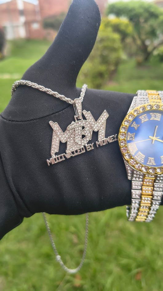 Reloj Imperial Azul + Dije Cubano + Pulsera Elastica