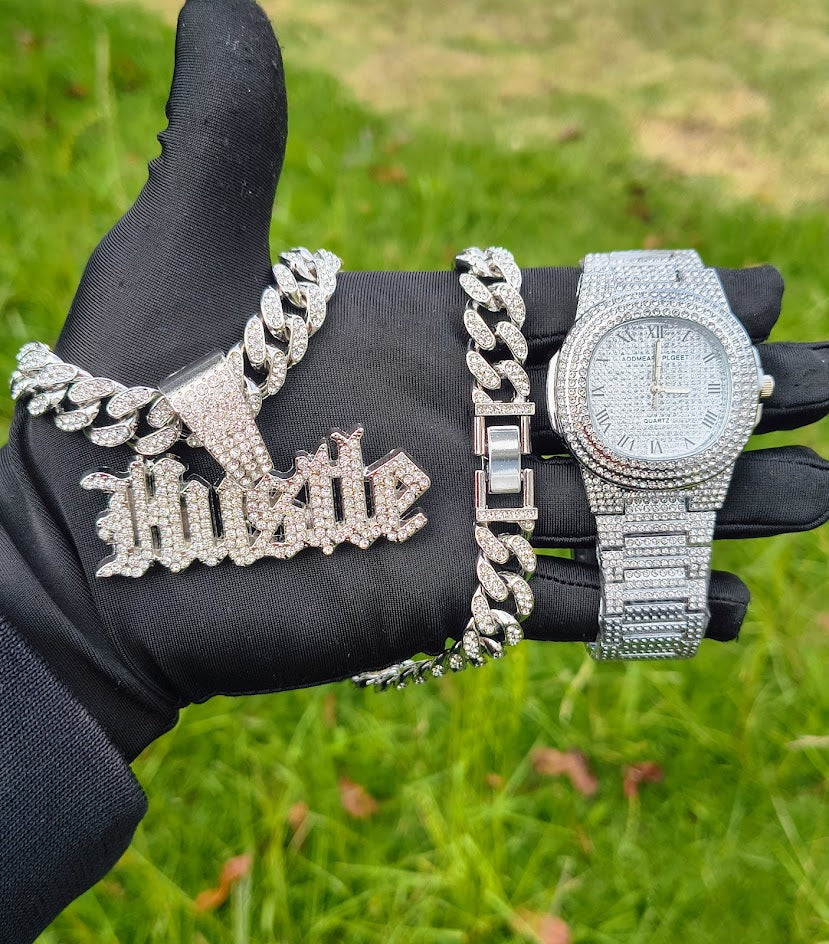 Reloj Ovalado Contra marcado + Cadena Cubana + Dije Premium