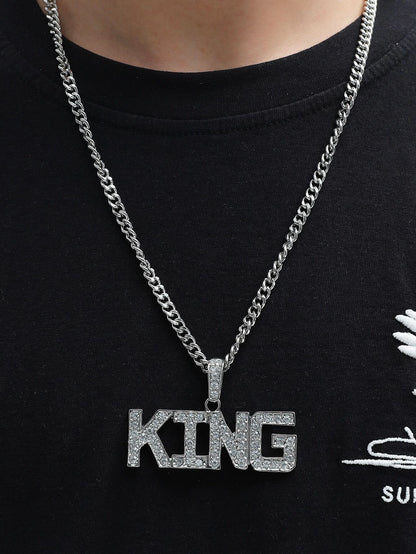 Cadena Plateada con Dije "KING"