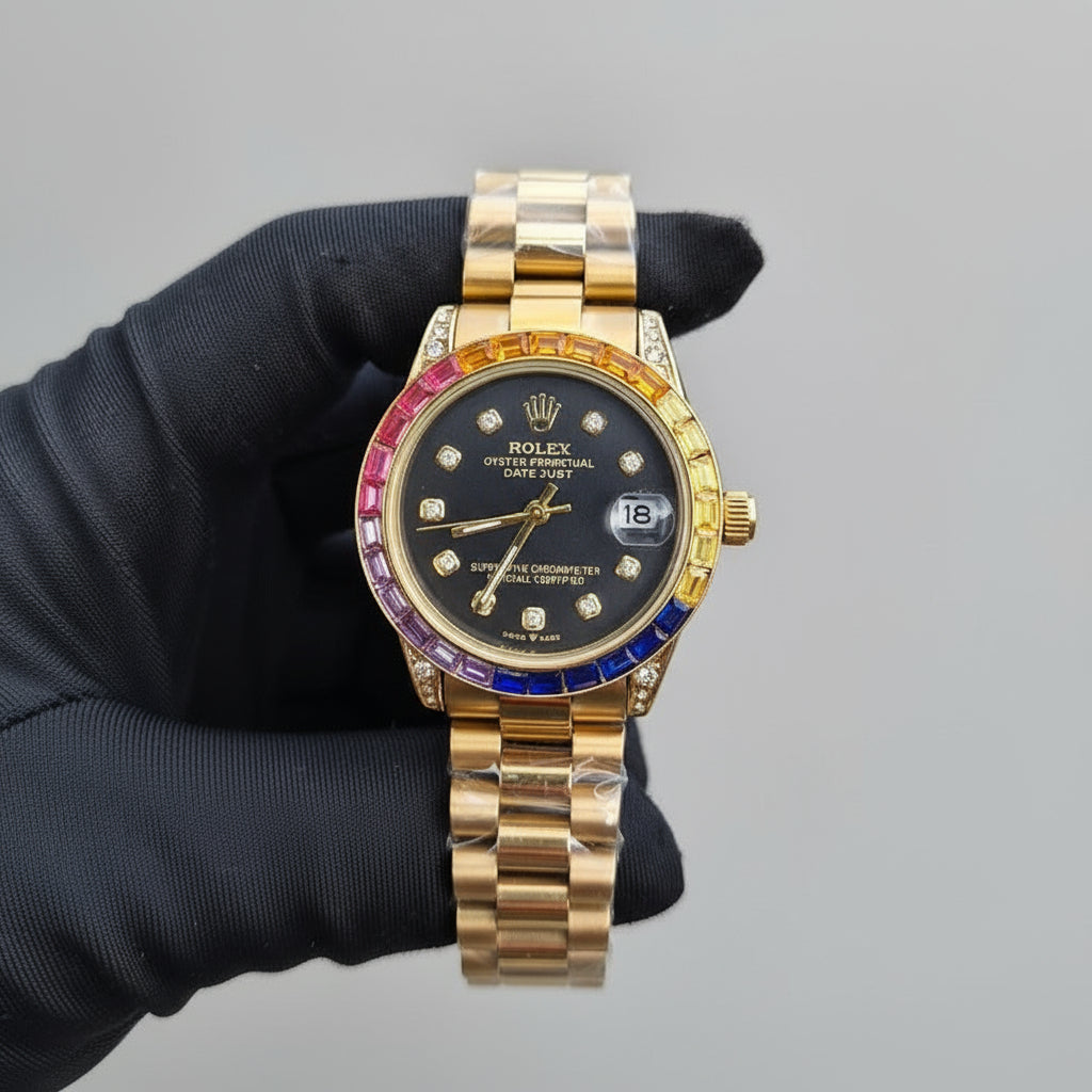 Rolex Date Just Oyster Perpetual Femenino Arcoiris