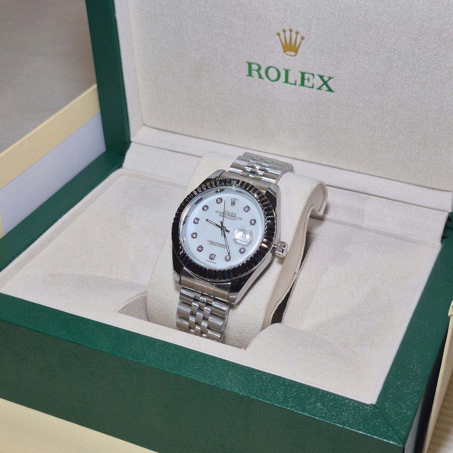 Rolex Semiautomatico Date Just Jubilee Plateado - Blanco Marmol