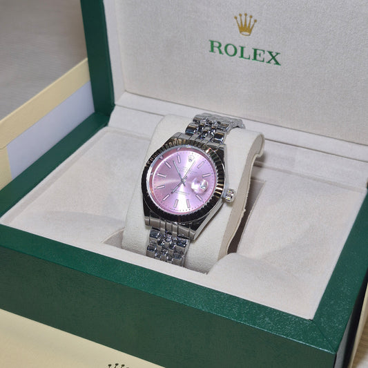 Rolex Premium Date Just Jubilee Plateado - Rosado