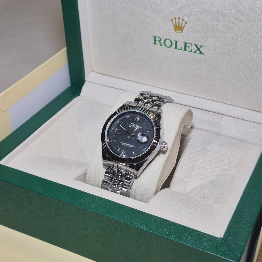 Rolex Day Just Jubilee Plateado Negro Romano
