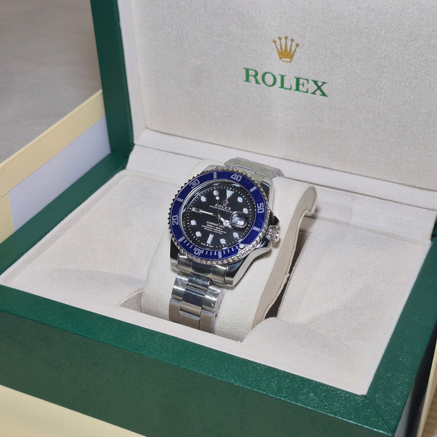 Rolex Semiautomatico Submariner Oyster Plateado Azul - Negro