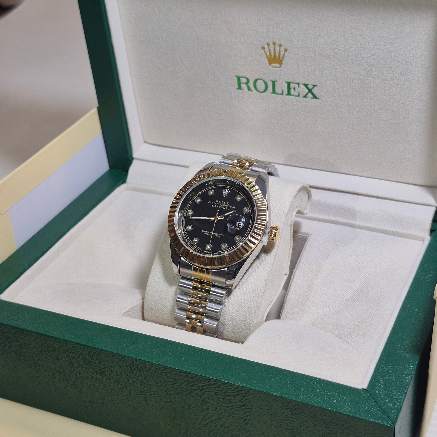 Rolex Semiautomatico Date Just Jubilee Imperial Negro Perlas