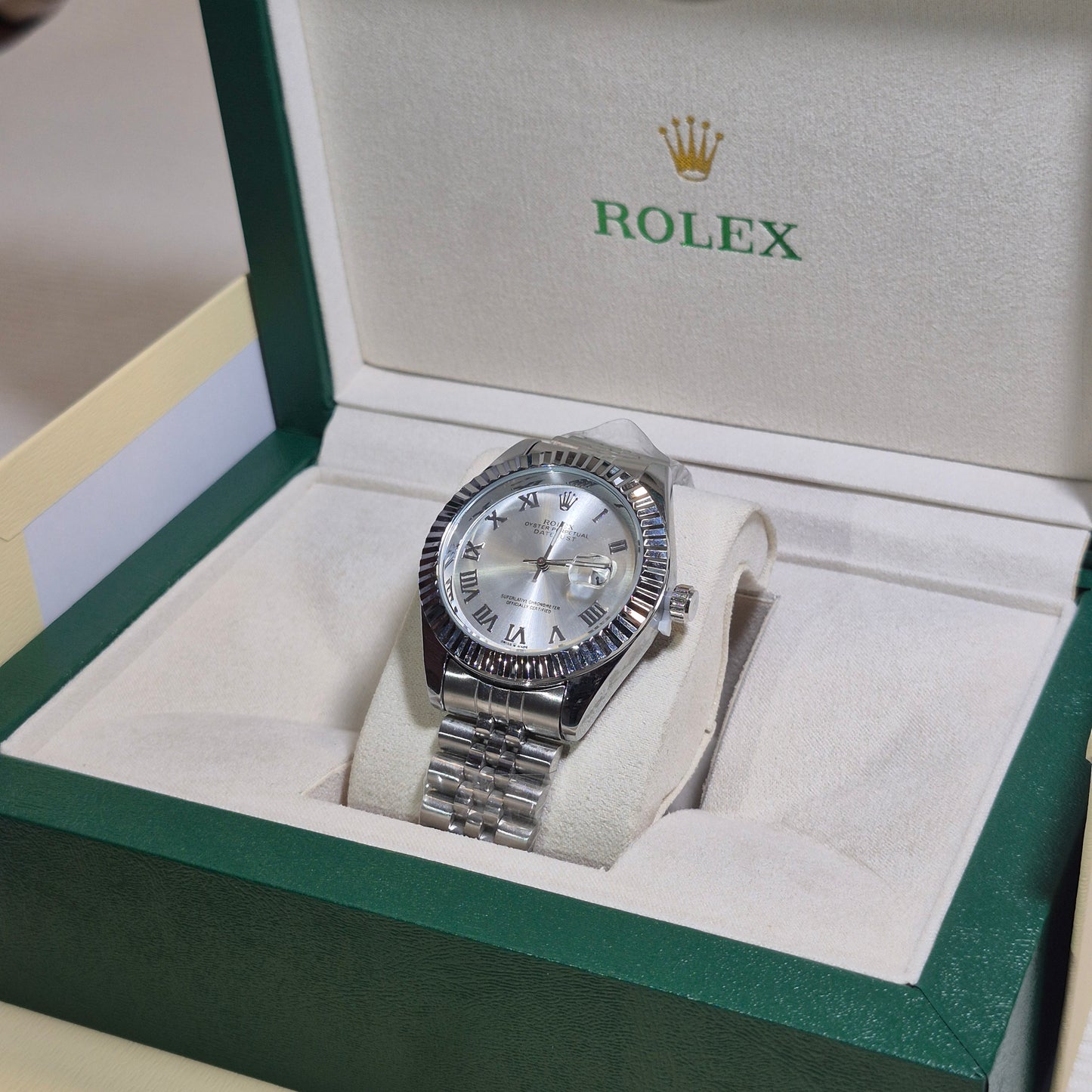 Rolex Semiautomatico Date Just Jubilee Plateado Romano