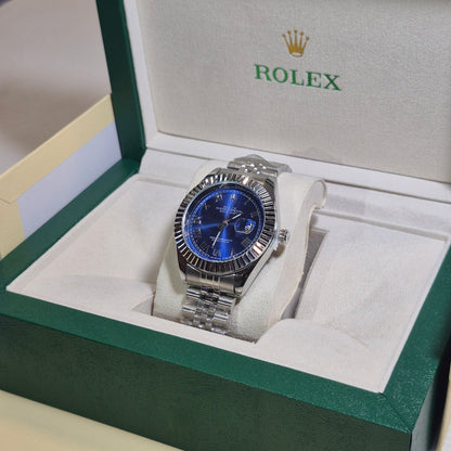 Rolex Semiautomatico Date Just Jubilee Plateado Azul Mar Romano