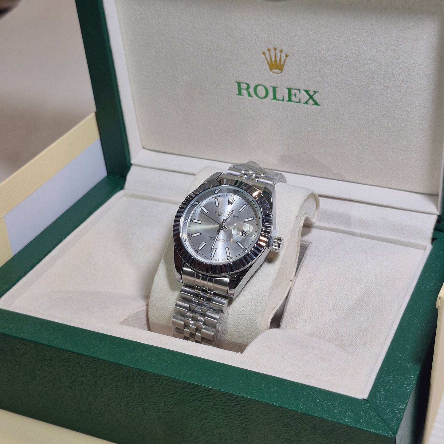 Rolex Semiautomatico Date Just Jubilee Plateado Barras