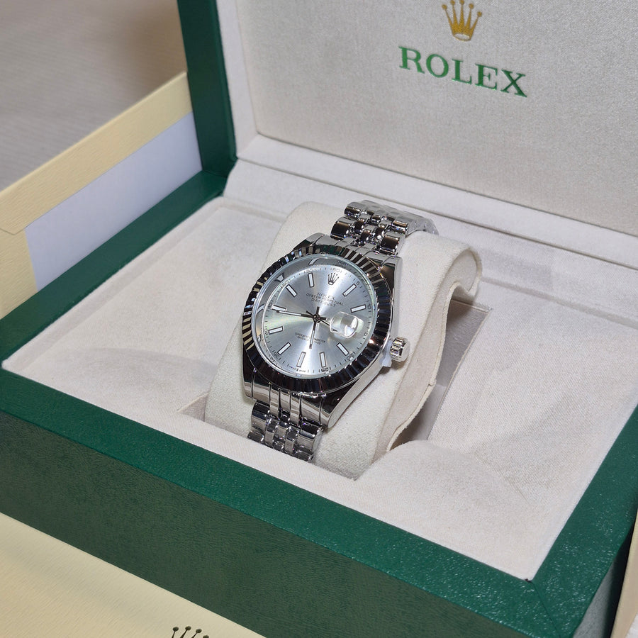 Rolex Date Just Jubilee Plateado Blanco