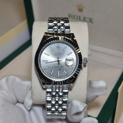 Rolex Date Just Jubilee Plateado Blanco