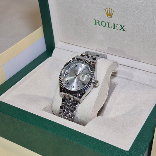 Rolex Date Just Jubilee Plateado Blanco Romano