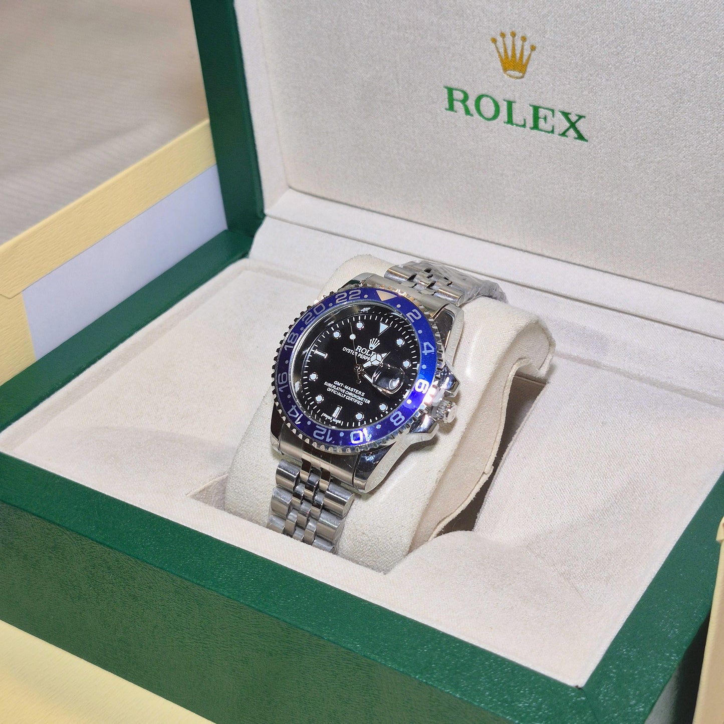 Rolex Submariner Jubilee Plateado Negro - Bisel Azul