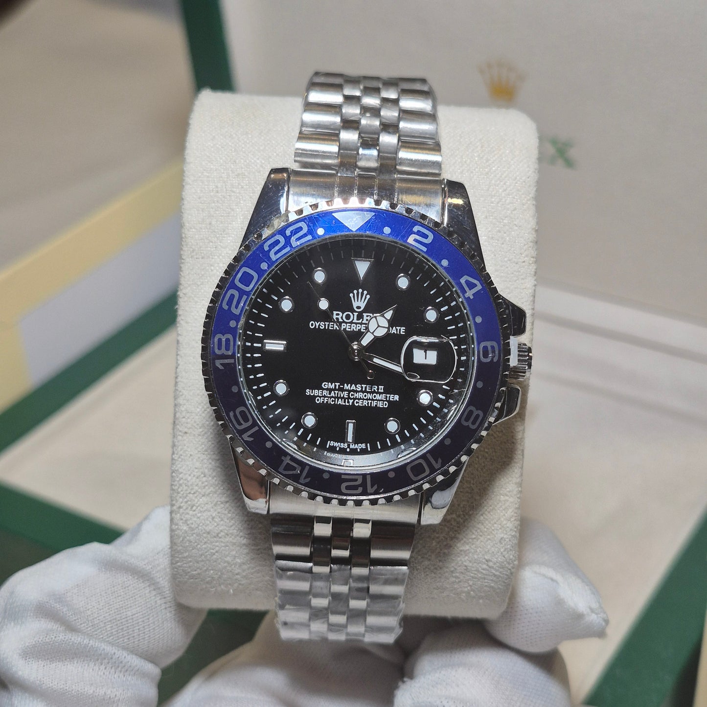 Rolex Submariner Jubilee Plateado Negro - Bisel Azul