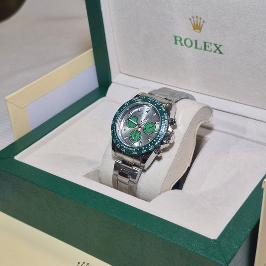 Rolex Oyster Daytona Plateado Cronografos Verdes