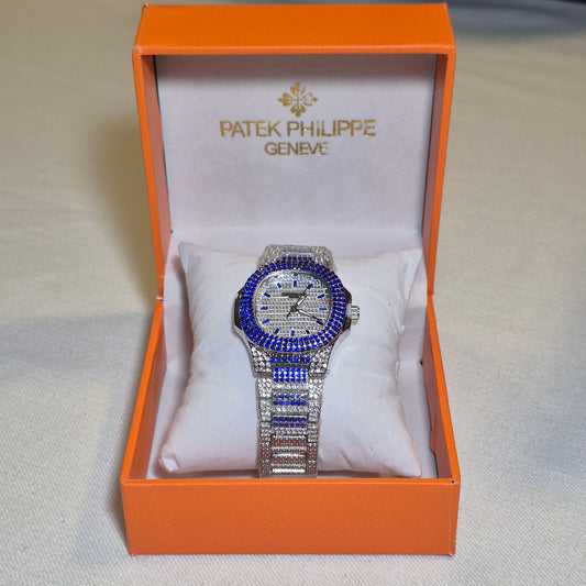 Patek Philippe Cubano Plateado - Azul Mar
