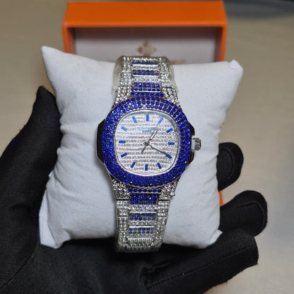 Patek Philippe Cubano Plateado - Azul Mar