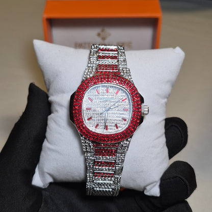 Patek Philippe Cubano Plateado - Rojo