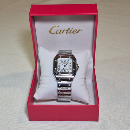 Cartier Santos Metalico Cara Blanca