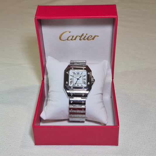 Cartier Santos Metalico Cara Blanca