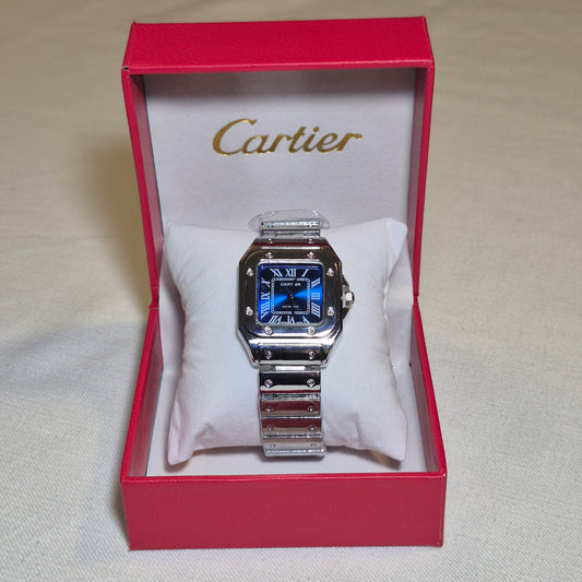 Cartier Santos Metalico Cara Azul Mar