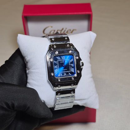 Cartier Santos Metalico Cara Azul Mar