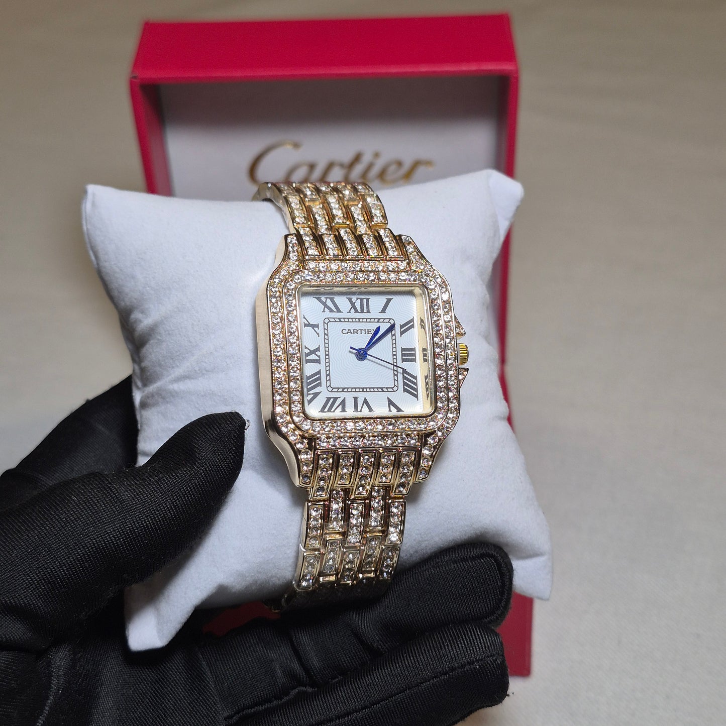 Cartier Santos Cubano Dorado Cara Blanca