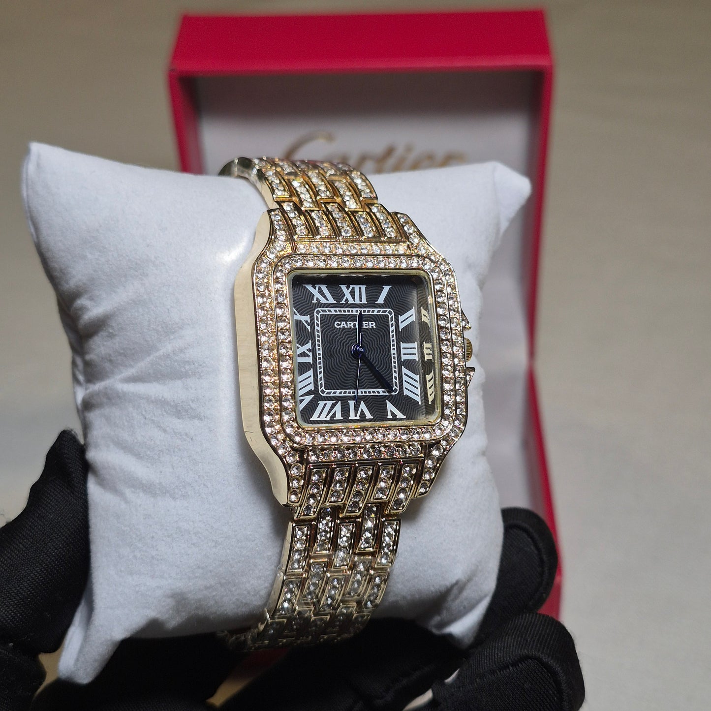 Cartier Santos Cubano Dorado Cara Negra