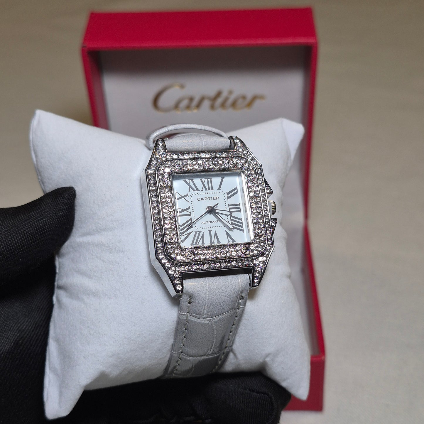Cartier Santos Cubano Femenino Gris