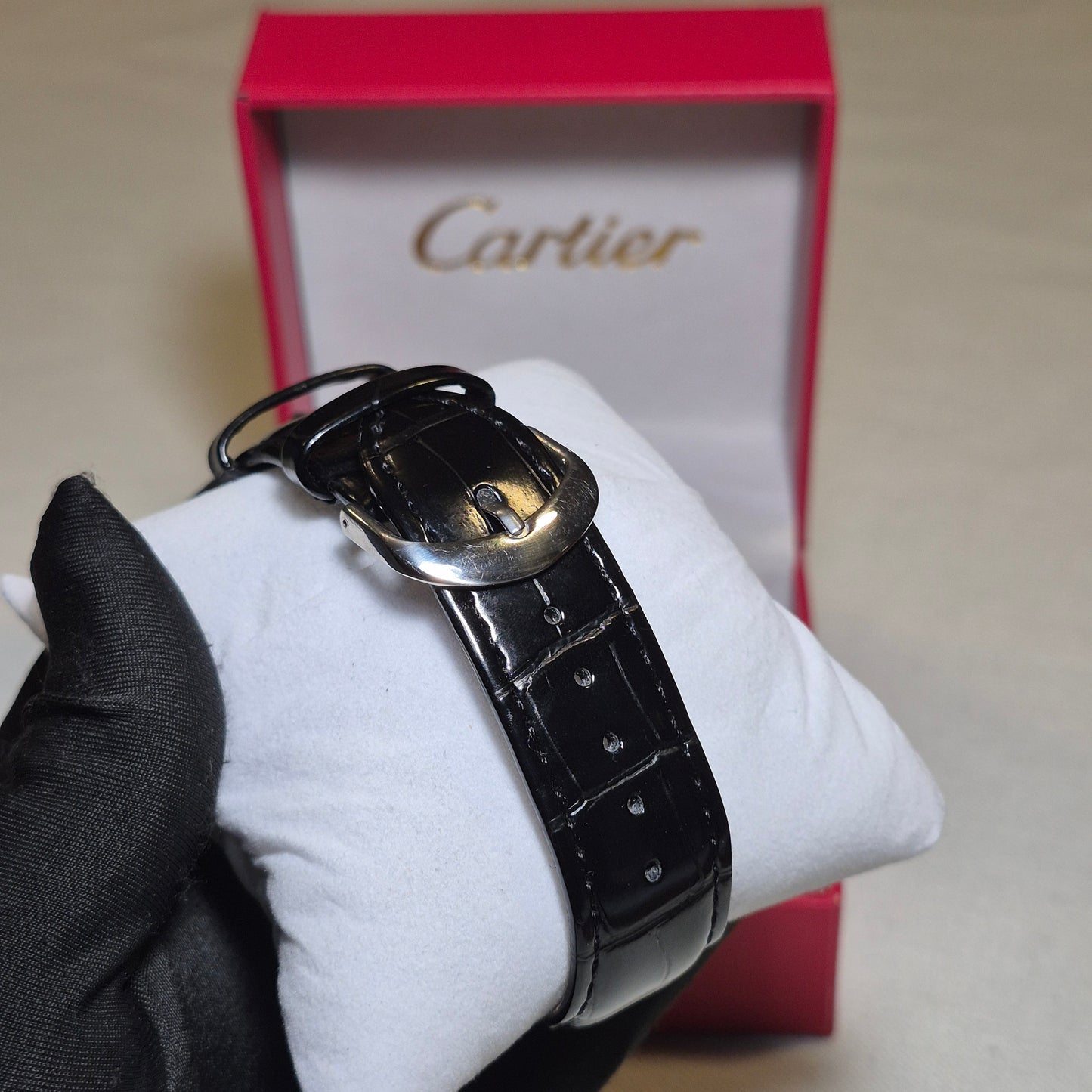 Cartier Santos Cubano Masculino Fondo Plateado