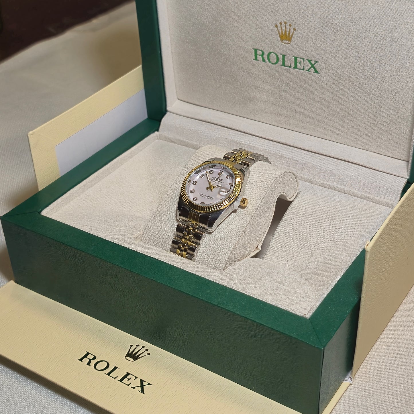 Rolex Femenino Date Just Bisel Estriado Imperial Rosado