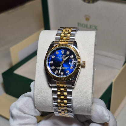 Rolex Femenino Date Just Bisel Estriado Imperial Azul Mar