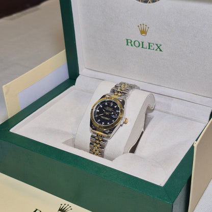 Rolex Femenino Date Just Bisel Estriado Imperial Negro
